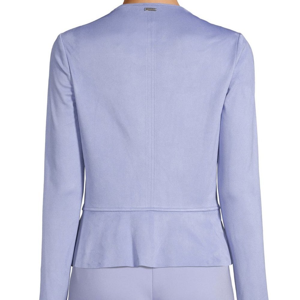 Anne Klein Faux Suede Drape Front Jacket High Sky - Picture 5 of 8